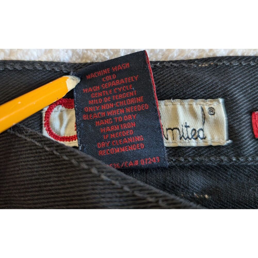 Vintage Ecko Unltd Black Denim Baggy Fit Jeans Mens Size 38 Embroidered Pockets - Picture 6 of 10
